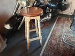 Old Vintage houten Barkruk Super stoer 1x voorradig. Kijk,, Ophalen, Gebruikt, 60 tot 90 cm, 1 kruk