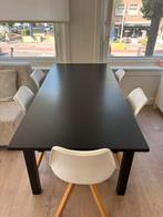 IKEA Uitschuifbare Zwarte Eettafel, Huis en Inrichting, Tafels | Eettafels, Ophalen, Gebruikt, Vijf personen of meer, Rechthoekig