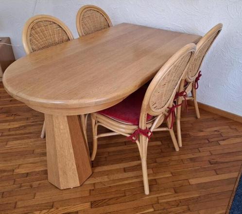 MOET NU WEG Aparte Eiken eettafel uittrekbaar + 4/6 stoelen, Huis en Inrichting, Complete eetkamers, Zo goed als nieuw, Ophalen