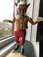 Oude antieke speegoed dansende clown van hout, Antiek en Kunst, Ophalen of Verzenden