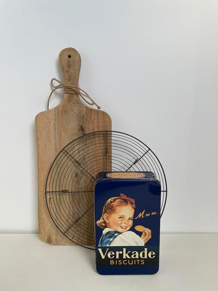 Vintage Verkade biscuits blik, Verzamelen, Blikken, Zo goed als nieuw, Koek(jes), Verkade, Ophalen of Verzenden