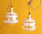 Set van 2 vintage lampen, roze met gouden glazen kapjes, Gebruikt, Vintage art Deco, Vintage, Ophalen of Verzenden