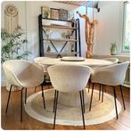 6 teddy de luxe - beige  eetkamerstoelen- fotoshoot, Huis en Inrichting, Stoelen, Ophalen, Teddy creme beige stoelen, Wit, Zo goed als nieuw