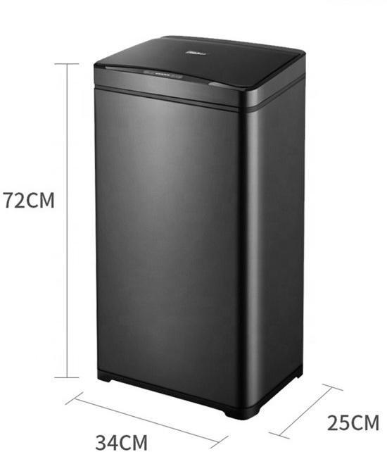 Elektrische Prullenbak Metaal Zwart 50L - Nieuw, Huis en Inrichting, Woonaccessoires | Prullenbakken, Nieuw, Metaal, 50 tot 75 cm