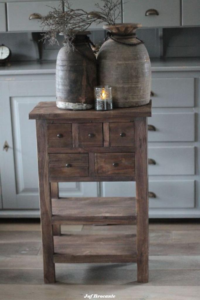 Kast smal massief teak 'sober', Huis en Inrichting, Woonaccessoires | Overige, Nieuw, Ophalen