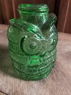 Groene glazen uil spaarpot vintage, Verzamelen, Spaarpotten, Ophalen of Verzenden, Gebruikt, Overige materialen, Dier
