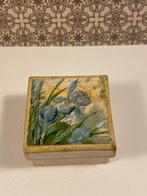 Antiek sieradendoosje, iris, vierkant, Ophalen of Verzenden