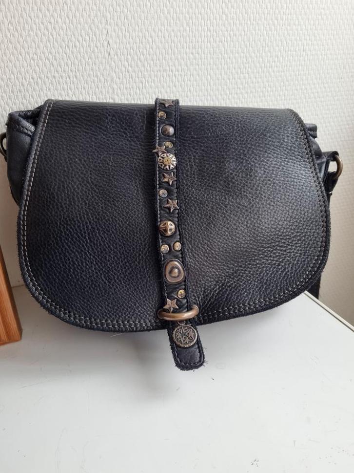 Anna Morellini Luigi schoudertas, leer Vera Pelle , zwart, Sieraden, Tassen en Uiterlijk, Tassen | Schoudertassen, Ophalen of Verzenden