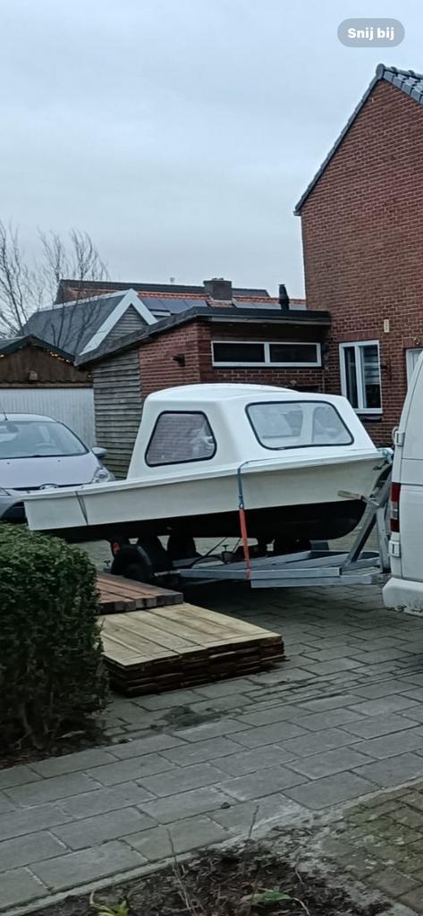 Te koop / Te ruil placom 450 , Visbootje  + motor 5pk, Watersport en Boten, Bootonderdelen, Gebruikt, Ankeren en Afmeren, Motorboot