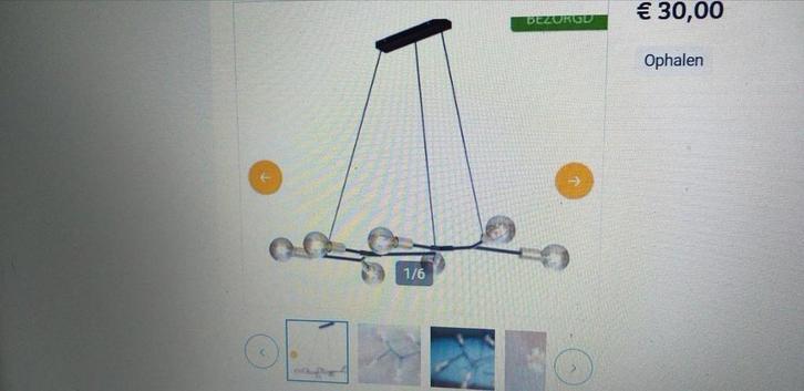 Mooie hanglamp voor boven de tafel, Huis en Inrichting, Lampen | Hanglampen, Zo goed als nieuw, Minder dan 50 cm, Glas, Metaal