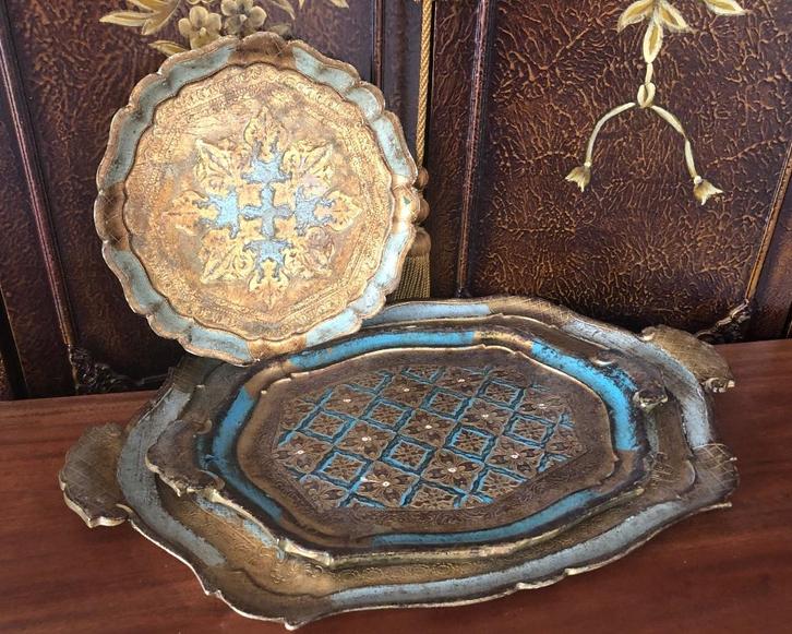 Florentijns dienblad Barok decoratie Italiaans Jr 60, Antiek en Kunst, Curiosa en Brocante, Ophalen of Verzenden