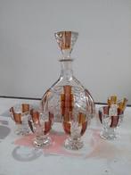 Likeur set KARAF Kristal 6-delig, Württemberg. Amberkleurig, Antiek en Kunst, Ophalen of Verzenden