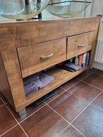 Houten Wastafelkast met Glazen Wastafels, Huis en Inrichting, Badkamer | Badkamermeubels, Ophalen, Gebruikt, 50 tot 100 cm, Minder dan 100 cm