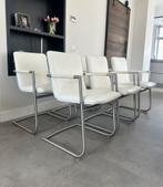 4/6/8/10 crème leder Henders & Hazel design eetkamerstoelen, Huis en Inrichting, Stoelen, Ophalen, Wit, Henders en Hazel, Zo goed als nieuw