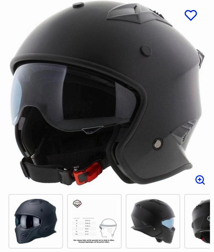 Vito Jet Bruzano Jethelm - Motorhelm - Mat Zwart - Maat S, Fietsen en Brommers, Brommerhelmen, Zo goed als nieuw, Ophalen of Verzenden