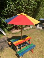 Kinder picknick tafel incl parasol, Tuin en Terras, Picknicktafels, Ophalen of Verzenden, Rechthoekig
