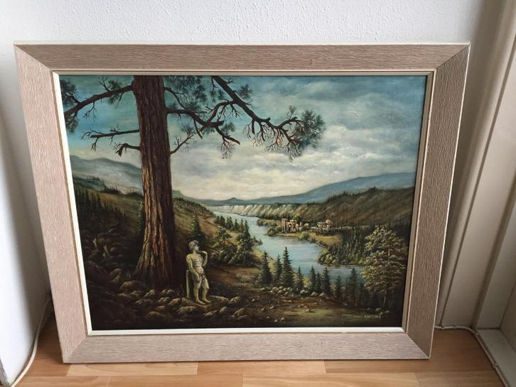 Mythologische/religieuze/symbolistische schilderij., Antiek en Kunst, Kunst | Schilderijen | Klassiek, Verzenden