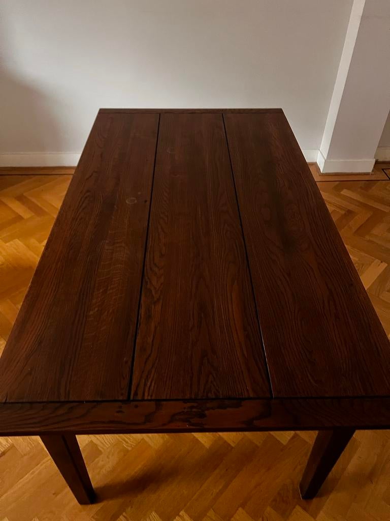 Uitschuifbare houten eettafel, Ophalen, Gebruikt, 50 tot 100 cm, 150 tot 200 cm