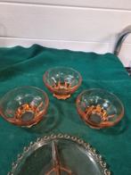 schaaltjes zalmroze 3 stuks glas vintage, Ophalen of Verzenden, 'T Olde Gre-j, Info@toldegrej.nl, Endepoelstraat 20f Didam