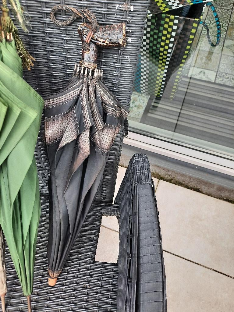 Vintage paraplu, Sieraden, Tassen en Uiterlijk, Paraplu's, Ophalen of Verzenden, Transparant, Gebruikt, Zwart