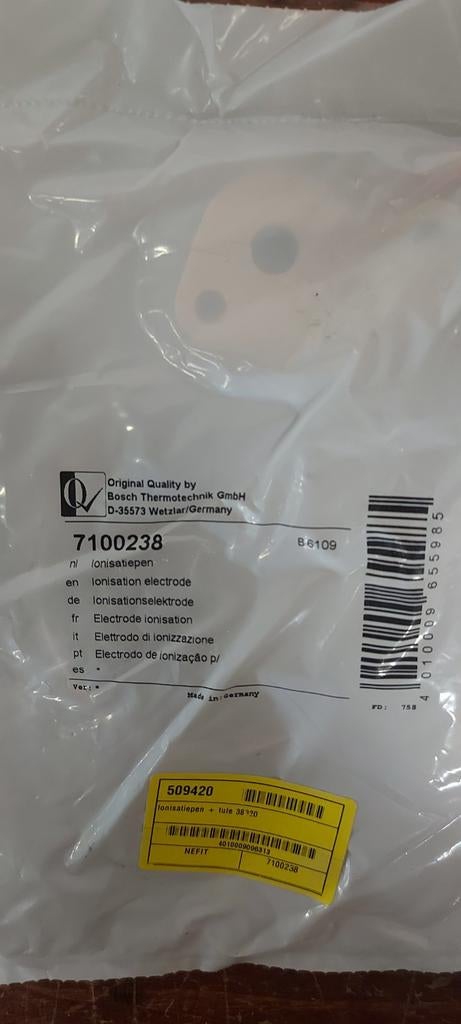 Nieuwe Bosch/Nefit Ionisatiepen 7100238 - Ongebruikt, Minder dan 30 cm, Cv-ketel of Combi-ketel, Nieuw, Minder dan 60 cm