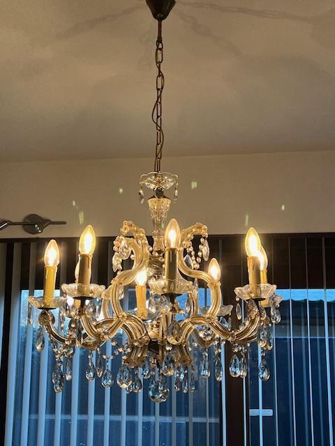 Kristallen Kroonluchter 8 fittingen, Huis en Inrichting, Lampen | Kroonluchters, Zo goed als nieuw, Ophalen