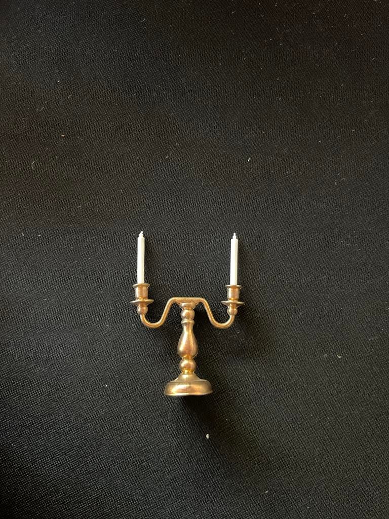 Miniatuur kandelaar met losse kaarsjes voor poppenhuis, Ophalen of Verzenden