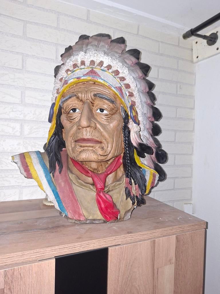 Groot Indianen Beeld - Decoratieve Buste, Ophalen of Verzenden, Gebruikt, Mens