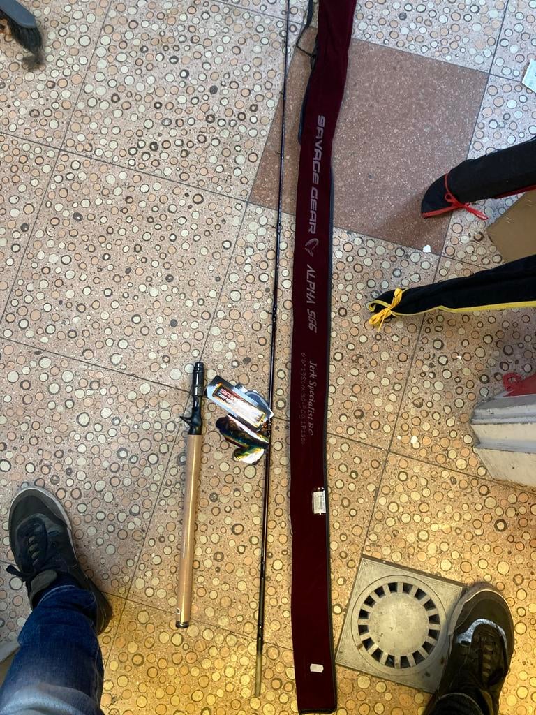 Savage Gear Alpha 5G6 Jerk Specialist 198cm Vishengel, Ophalen of Verzenden, Zo goed als nieuw, Werphengel
