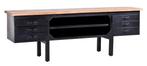 Industrieel tv-meubel dressoir zwart staal met mango hout, Ophalen, Zo goed als nieuw, 25 tot 50 cm, 150 tot 200 cm