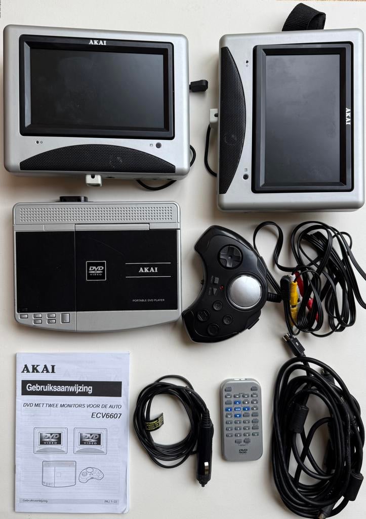 AKAI DVD speler auto met 2 schermen, Ophalen of Verzenden