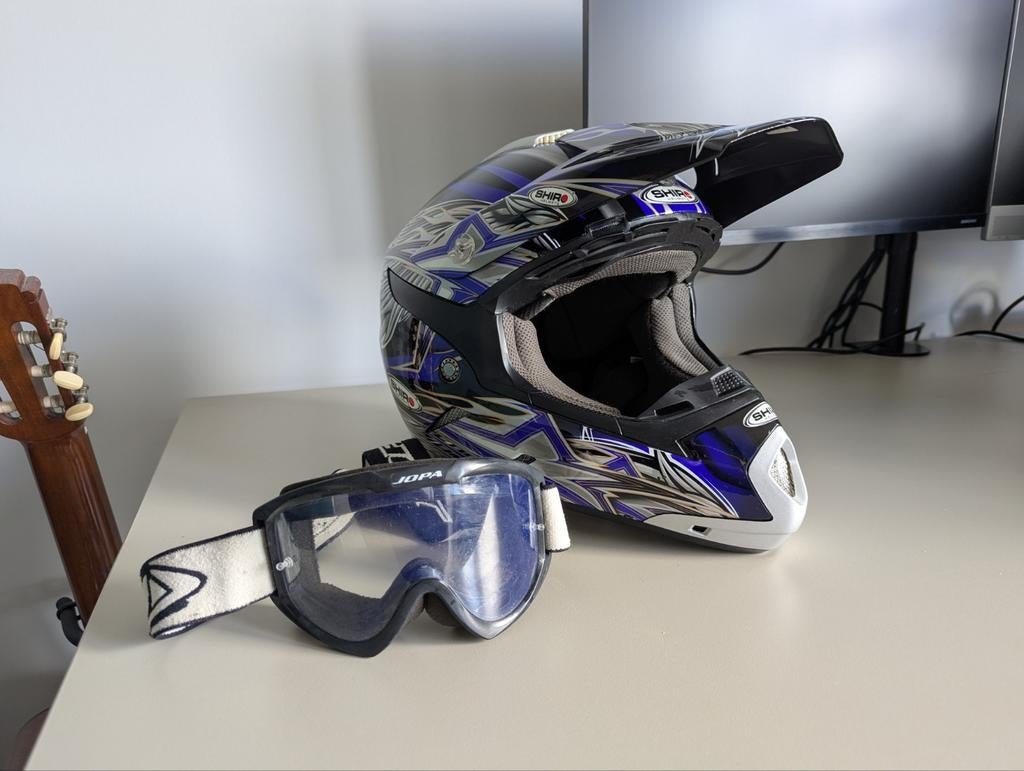 Shiro MX-305 Crossover L Black/Blue Motorcross helm, Motoren, Offroadhelm, L, Tweedehands, Ophalen