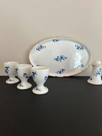 Vintage zoutvaatje, 3 eierdopjes op schaaltje, Overige typen, Ophalen of Verzenden, Zo goed als nieuw, Overige stijlen