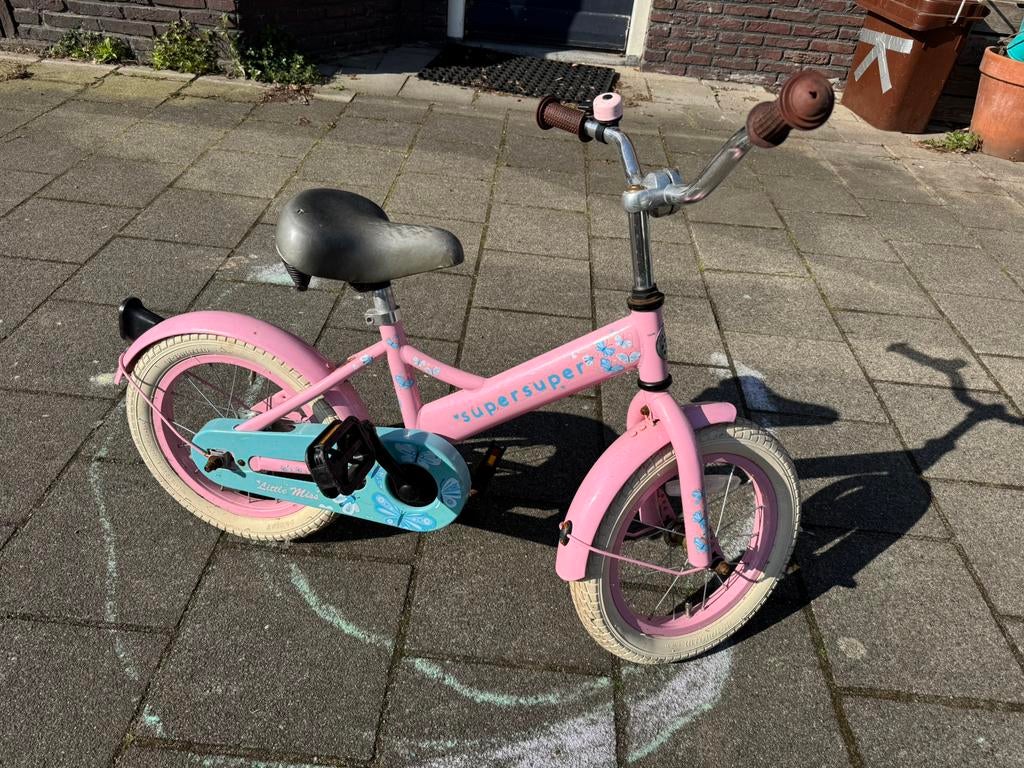Kinderfiets 14 inch meisje, Fietsen en Brommers, Fietsen | Kinderfietsjes, Ophalen, Zo goed als nieuw, Minder dan 16 inch