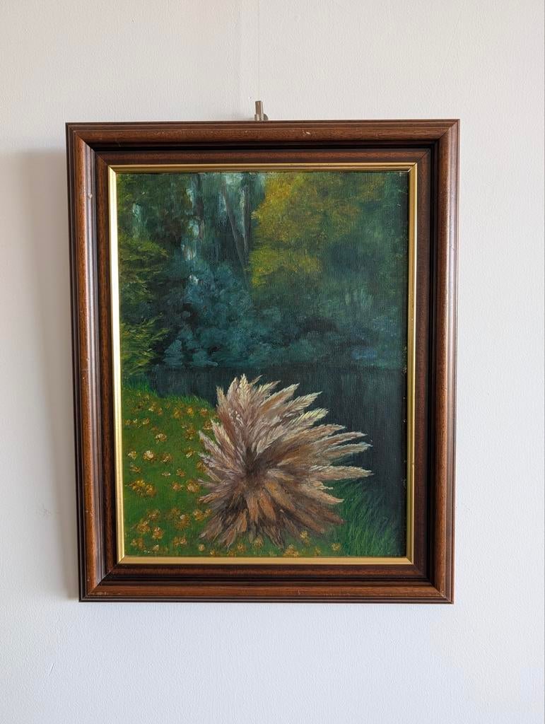 Olieverf schilderij buitenplaats 30x40cm, Antiek en Kunst, Kunst | Schilderijen | Klassiek, Ophalen of Verzenden