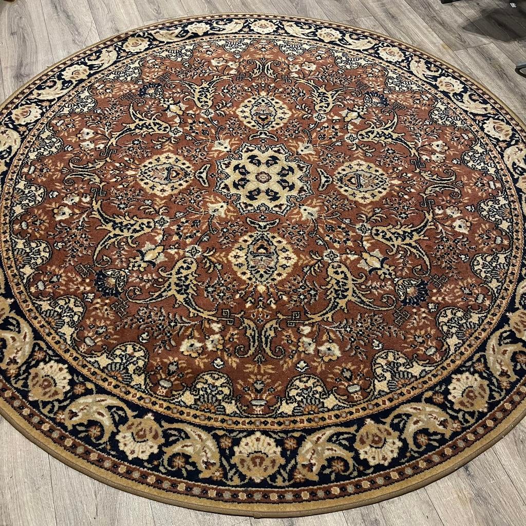 Vintage ronde tapijt 170cm louis de poortere orient perzich, Huis en Inrichting, Stoffering | Tapijten en Kleden, Vintage ronde vloerkleed tapijt scheerwol louis de poortere