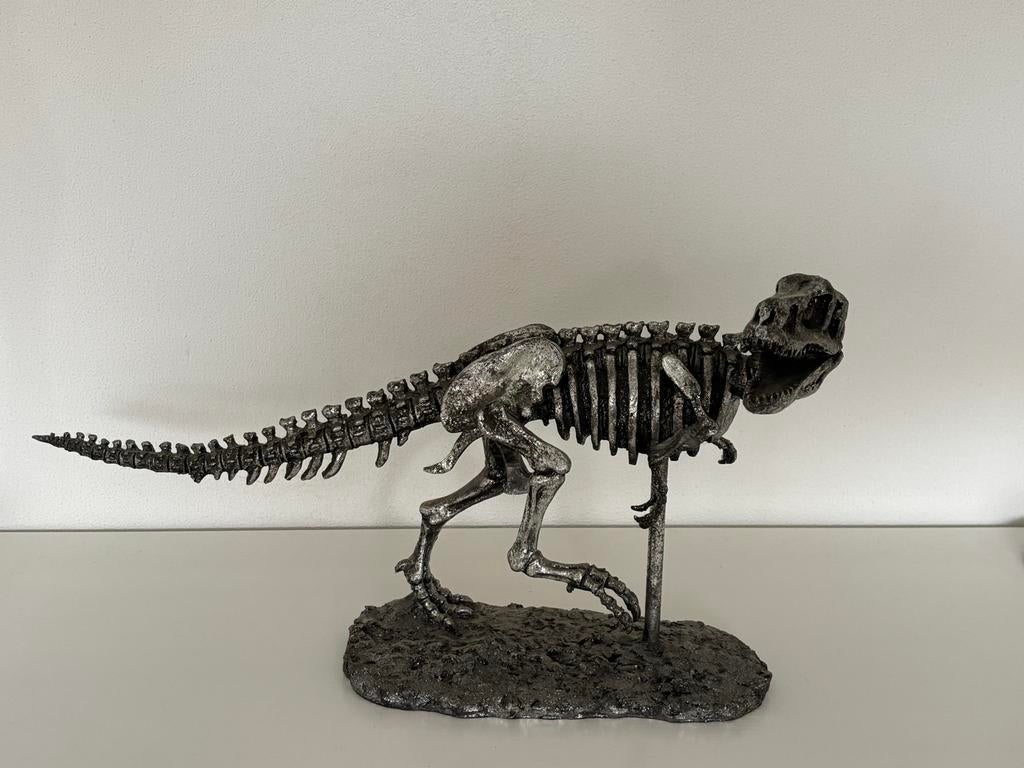 Tyrannosaurus Rex skelet replica zilverkleur hars, Ophalen of Verzenden, Overige typen