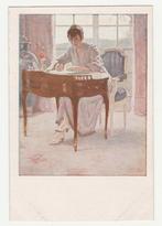 Dame aan schrijftafel.  B. Wennerberg.  Illustrateurs., Verzenden, Voor 1920, Ongelopen, Overige thema's