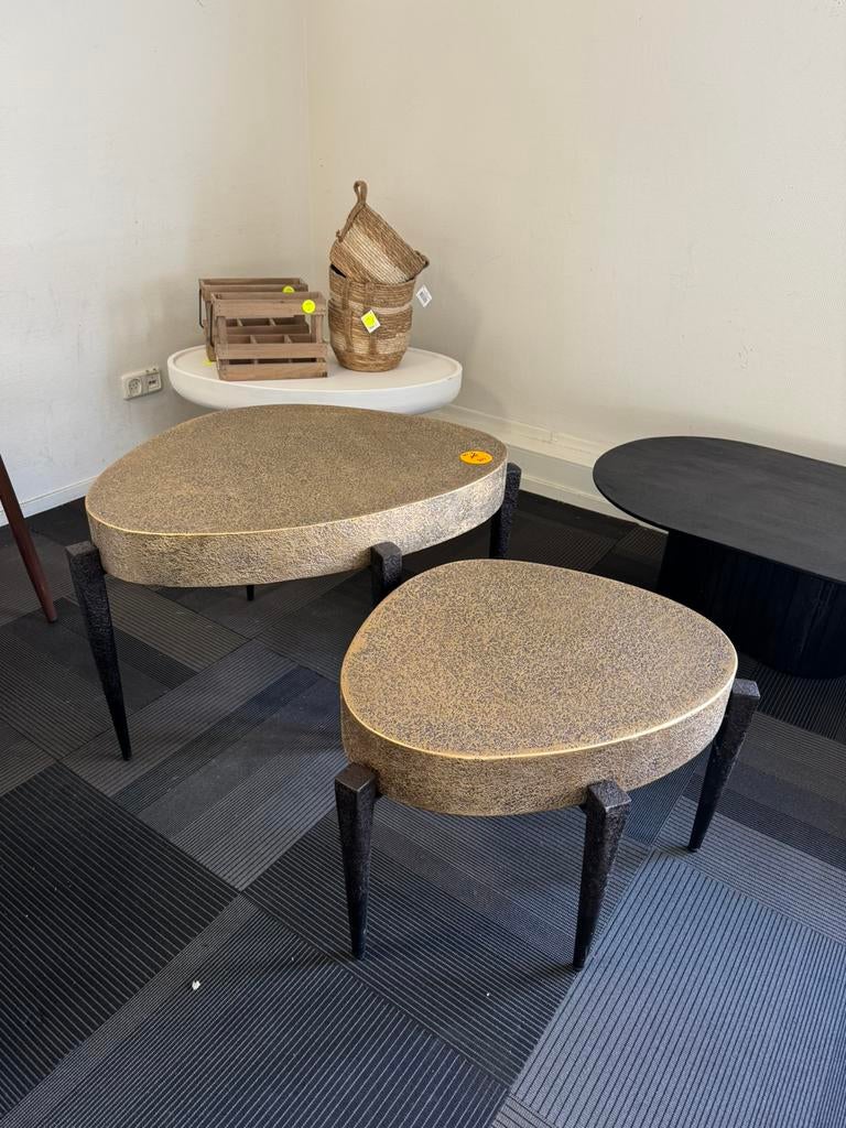 Richmond interieurs salontafel set van 2  90x70x53/70x58x43, Huis en Inrichting, Tafels | Salontafels, Ophalen, Overige materialen