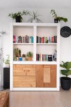 Steigerhouten kast met twee lades en deurtje, Ophalen, Gebruikt, 25 tot 50 cm, Overige houtsoorten