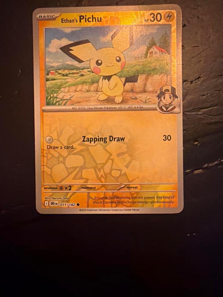 Ethan's Pichu #71 Reverse Holo Pokémon Kaart, Hobby en Vrije tijd, Verzamelkaartspellen | Pokémon, Zo goed als nieuw, Losse kaart