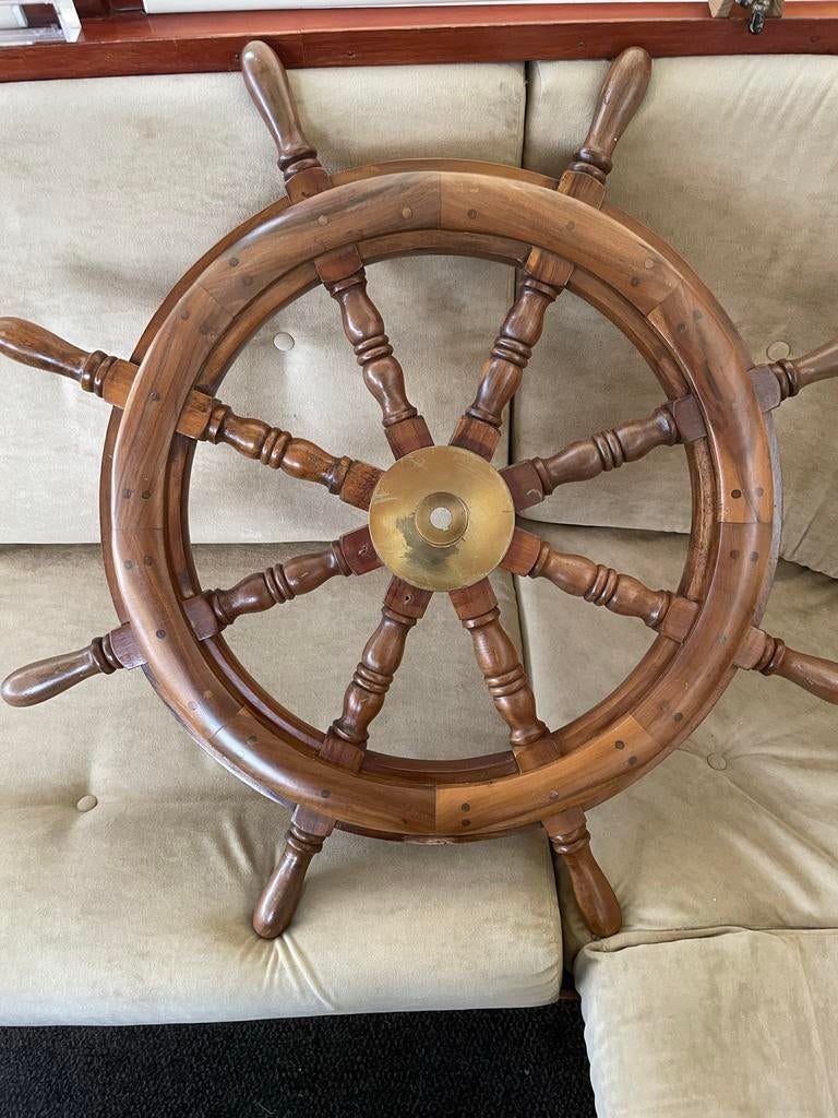 Houten stuurrad met Messing Centrum, Watersport en Boten, Ophalen, Zo goed als nieuw