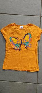 Koningsdag oranje EK WK shirt vlinder 122, CA, Gebruikt, Meisje, Ophalen of Verzenden