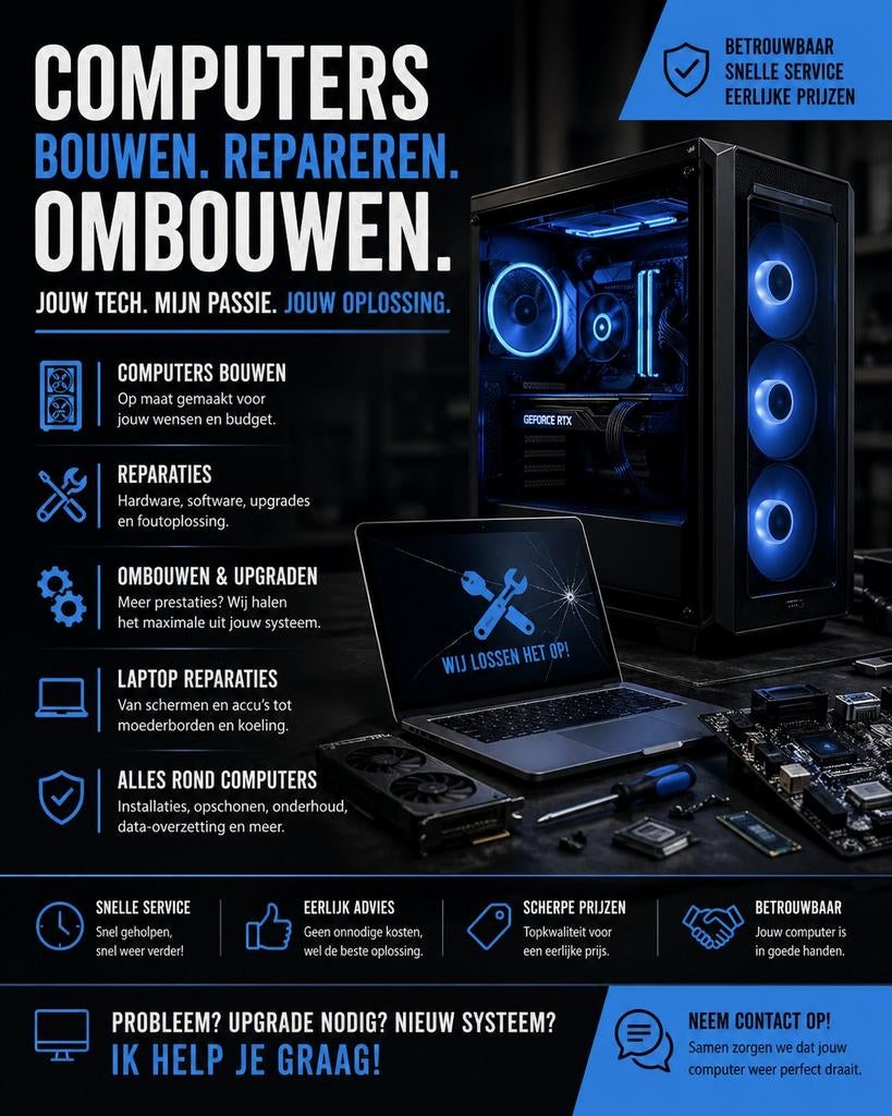 PC bouwen/repairs, Ophalen of Verzenden, Nieuw, Gaming