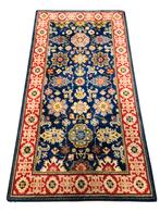Vintage oosters wol Kazak vloerkleed floral blue 91x168cm, Gebruikt, Klassiek, Oosters, Traditioneel, Onbekend, Onbekend
