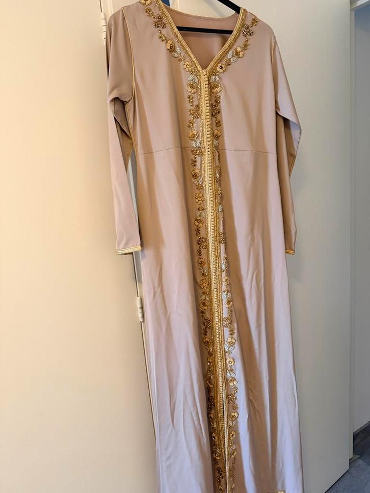 Elegante Marokkaanse jurk - Zo goed als nieuw, Kleding | Dames, Jurken, Zo goed als nieuw, Beige, Ophalen of Verzenden