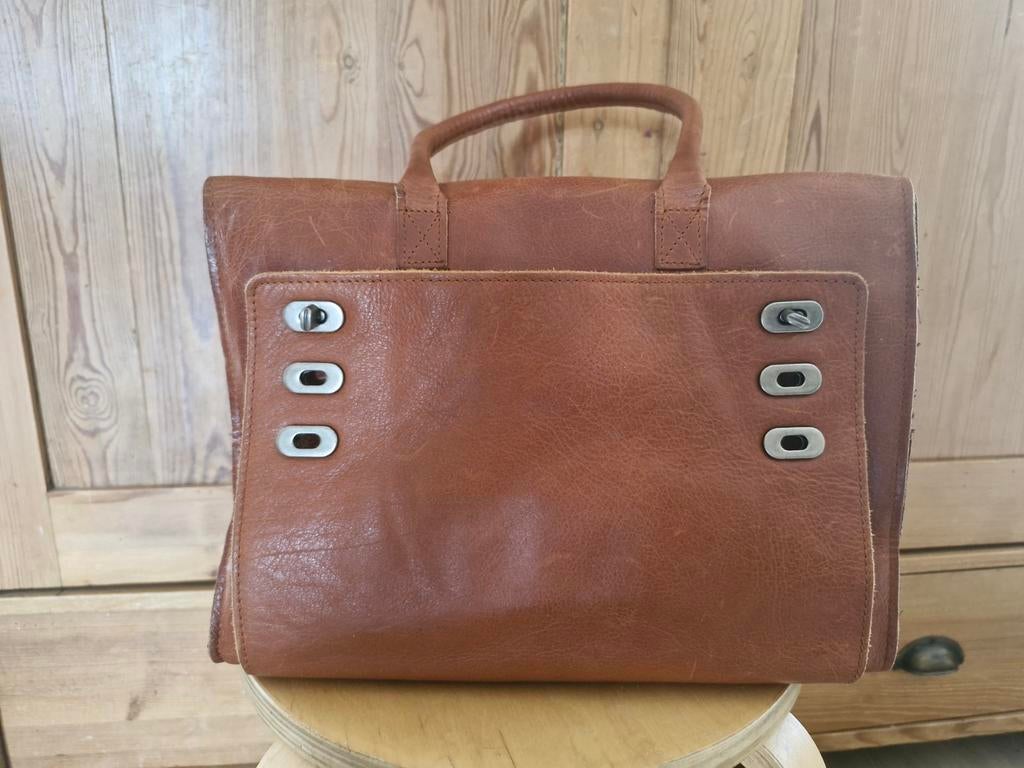 Royal Republiq cognac kleurig leren tas werktas zgan, 30 tot 40 cm, Minder dan 30 cm, Bruin, Overige typen