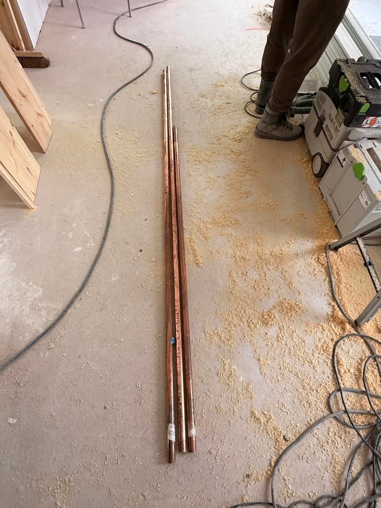 3x koperen buizen 28mm x 1.2 - 2 stuks 250cm en 1x180cm, Ophalen, Zo goed als nieuw, Overige materialen, Overige typen