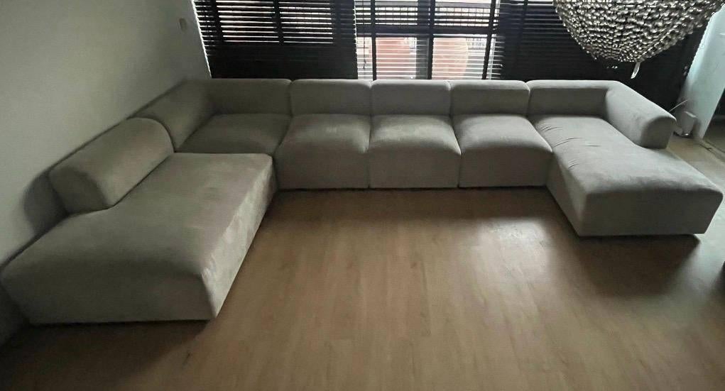 5-zits Hoekbank Lichtgrijze GRATIS BEZORGING IN ALMERE, Gebruikt, 125 tot 150 cm, Ophalen of Verzenden, 200 tot 250 cm