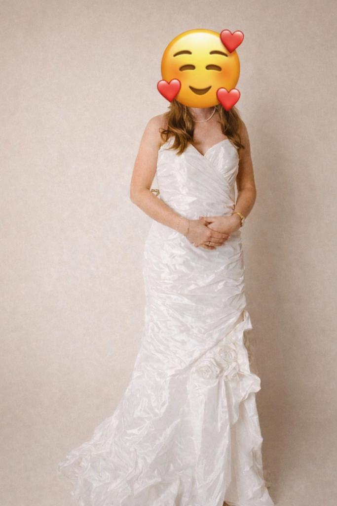 Ivoor Fishtail Trouwjurk - Maat 38, Verzenden, Zo goed als nieuw, Overige kleuren, Trouwjurk